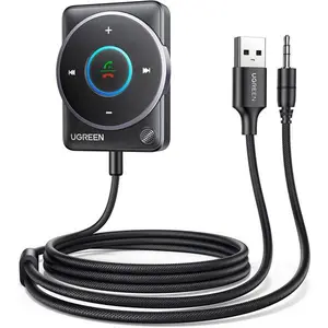 UGREEN Bluetooth 5.4 Aux Car Adapter, [Enhanced Connection & Noise Cancellation], Bluetooth Aux Receiver with Nylon Braided Cable, Plug & Play for Car Music/Hands-Free Calls/Stereo Audio