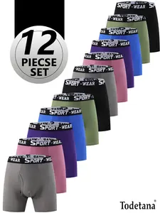 Todetana 12-piece Men's Letter Tape Mesh Boxer Brief Quick Dry with Fly, Regular Fit Casual Comfy Breathable Underwear for Daily Wear, Men's Underwear for All Seasons, Sports Briefs