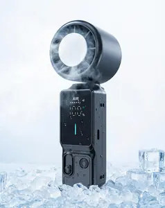 3-in-1 Portable Fan, Rechargeable Handheld Neck Fan with Lanyard, Foldable Desk Fan, 100 Speeds Instant Cooling, LED Display, Ice-Cooling Plate, Compact Personal Fan for Travel Outdoor Office