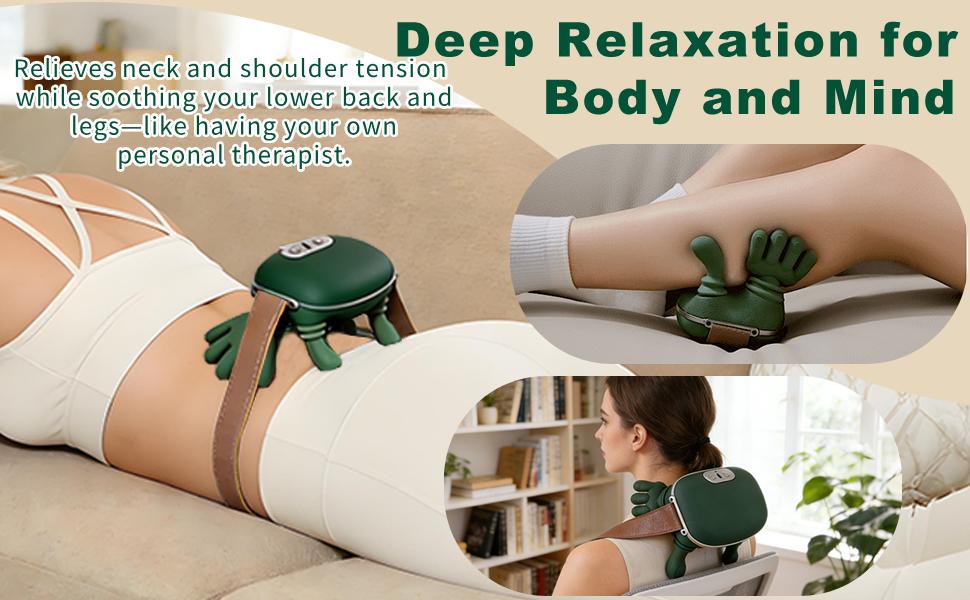 4D Neck and Shoulder Heat Massager, Wireless Portable Neck Massager, Relieves Muscle Pain, Simulates Deep Tissue Massage of Human Hand, Ideal Gift.