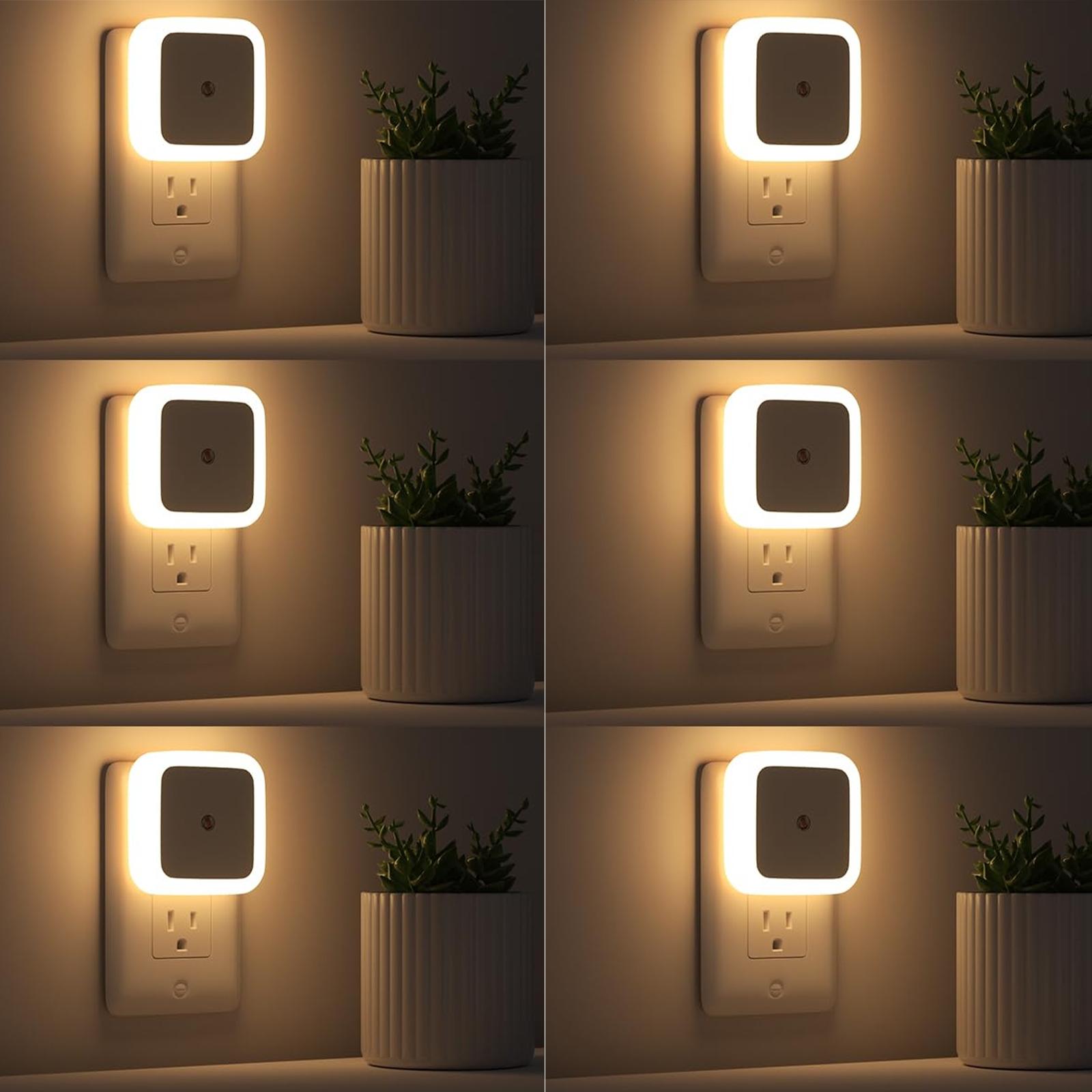 Night Light, Night Lights Plug into Wall 6-Pack, Plug in Night Light, Dusk to Dawn Nightlight Led Night Lights for Bedroom, Bathroom, Hallway Warm White