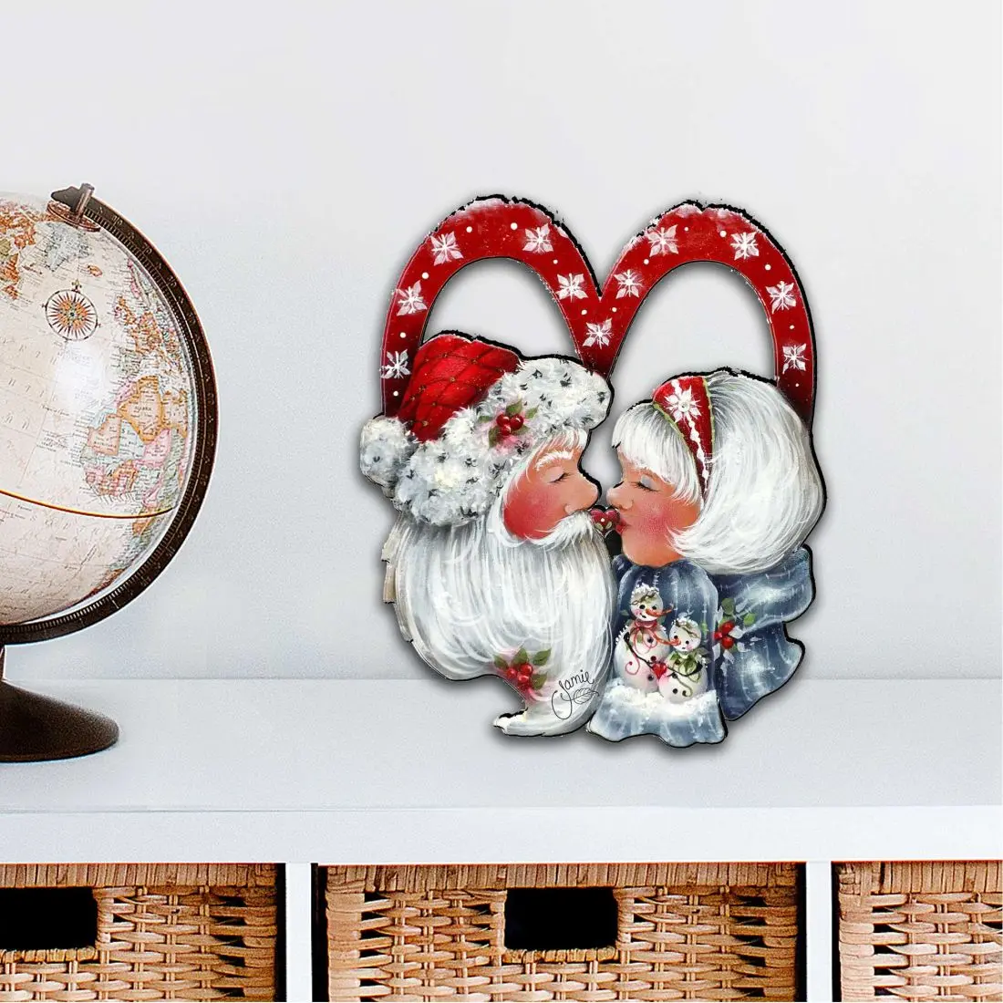 Designocracy 8457514M Artistic Christmas Large Ornaments, 12x9 in. Merry Kissmas Front Door Decor, Festive Outdoor Home Decoration