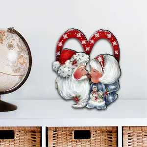 Designocracy 8457514M 12 x 9 in. Merry Kissmas Holiday Outdoor Decor Large Ornaments