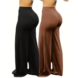 Plus Size Wide Leg Yoga Pants for Women - Full Length Capri/Ankle Length Compatible