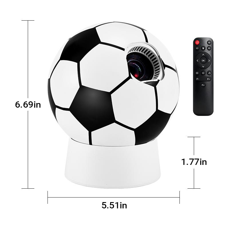 Soccer Shaped 4K Projector, Portable Mini Projector for Outdoor Movies, Home Theater, & Gaming | Android TV, HD Supported, USB/HDMI Compatible | Great Gift for Sports Fans Soccer Shaped 4K Projector, Portable Mini Projector for Outdoor Movies, Home Theater, & Gaming | Android TV, HD Supported, USB/HDMI Compatible | Great Gift for Sports Fans