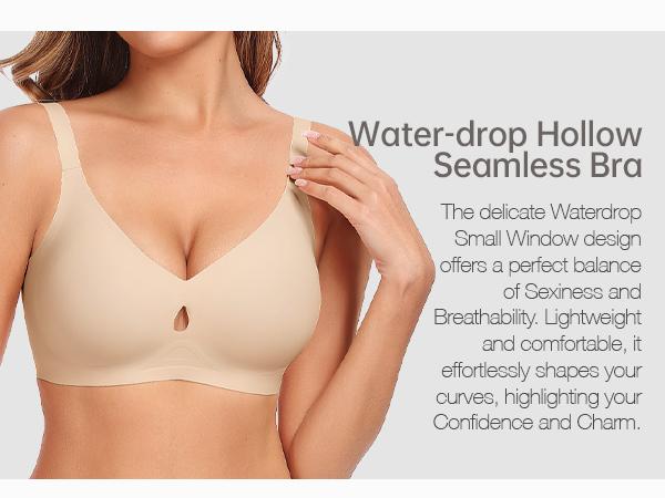 Vertvie Jelly Bra Women V Neck Wireless Water Droplet Push Up Bras No Underwire Seamless Bra Full Coverage Supportive Bralette Everyday T-shirt Bra