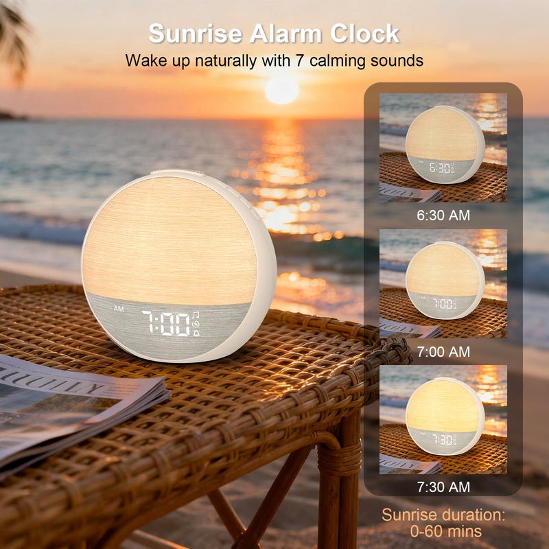 Bugucat Sunrise Alarm Clock & White Noise Machine — Natural Wake-Up Light, Dimmable Night Light & Digital Clock for Bedroom, Multiple Soothing Sleep Sounds, Alarm Clock Design, Adjustable Brightness — Ideal Sleep Aid & Gift for Babies, Kids & Adults