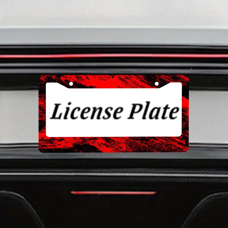 Red And Black Brush Mark License Plate Frame, Wild And Graffiti Style License Plate Frame, Colored License Plate Holder, Car Front And Rear License Plate Covers, Aluminum License Plate Frame with 2-Hole Screws, Size 12x6in