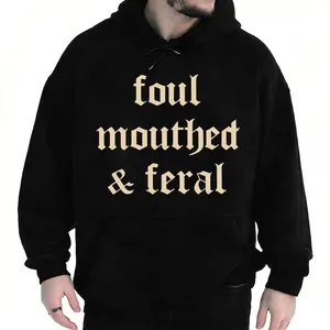Foul Mouthed & Feral Edgy Retro Graphic Tees - Trendy Streetwear Casual Cool Statement Pieces Distressed Vibe Printed Shirts Made In USA For Women For Men [180G/230G 100% cotton short-sleeve/hoodie, soft and comfortable]