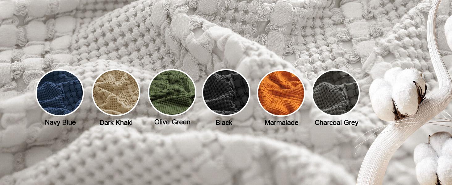 PHF 100% Cotton Waffle Pillow Shams, Soft Skin-Friendly Pillowcases, No Filling, Aesthetic Woven and Breathable Waffle Weave Pillow Case Covers for Bed