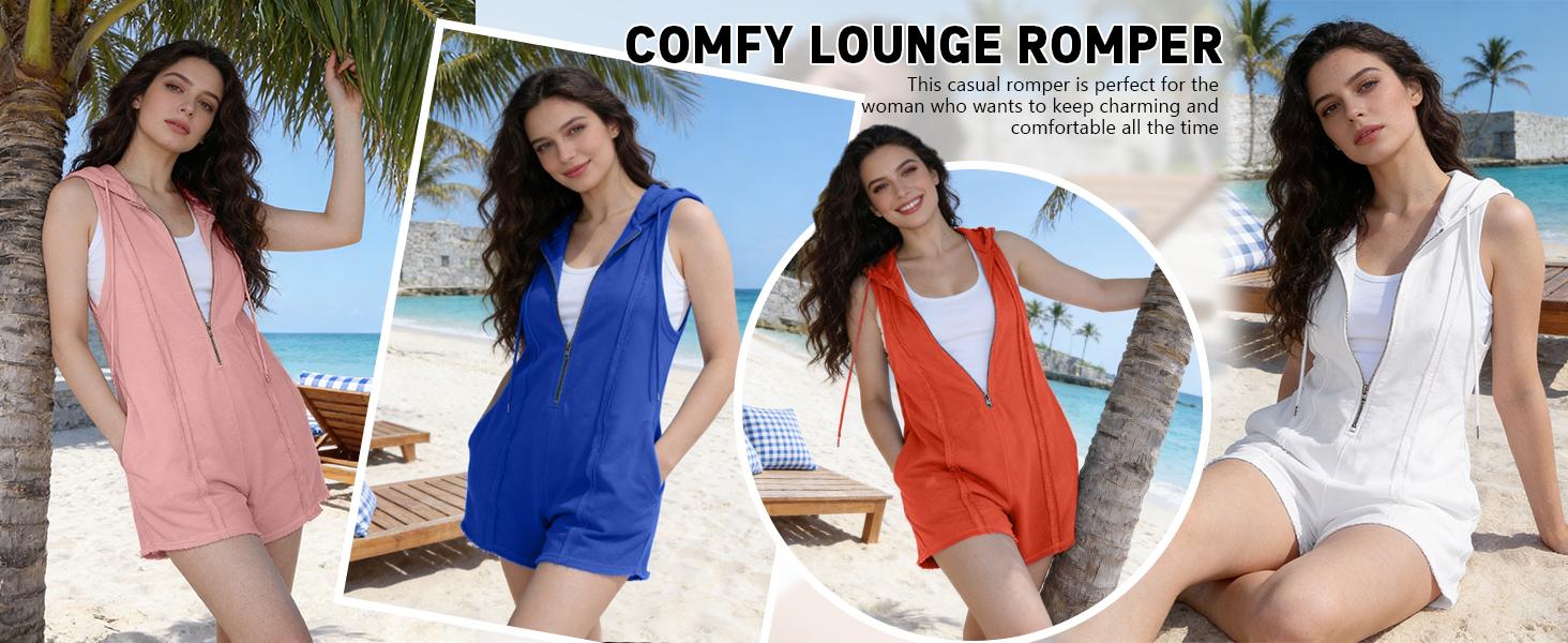 UANEO Women's Short Half Zipper Sports Jumpsuit for Fitness Outdoor Leisure Sleeveless Loose Hoodie For Women UANEO Women's Short Half Zipper Sports Jumpsuit for Fitness Outdoor Leisure Sleeveless Loose Hoodie For Women