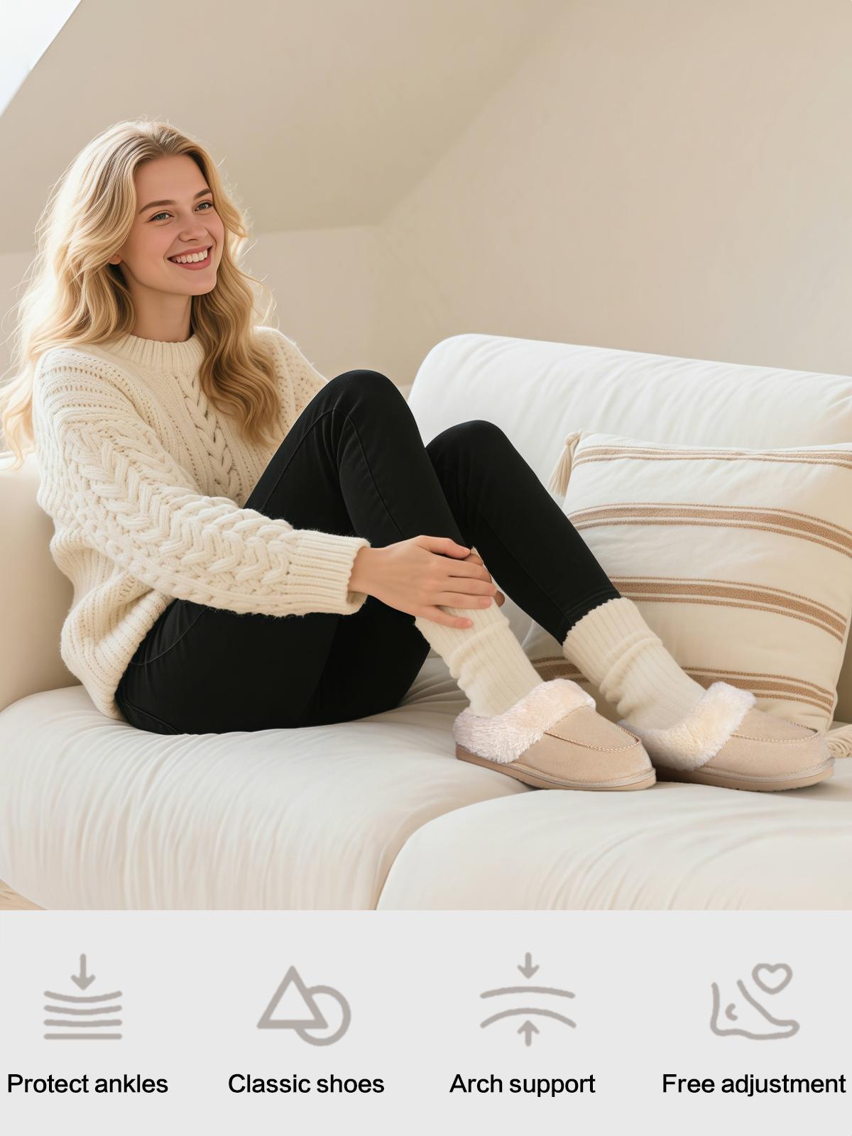 FITORY Women’s Suede Slippers with Faux Fur, Winter Warm Memory Foam Comfort Indoor Outdoor Non-Slip Shoes, Size 6-11 Brown FITORY Women’s Suede Slippers with Faux Fur, Winter Warm Memory Foam Comfort Indoor Outdoor Non-Slip Shoes, Size 6-11 Brown