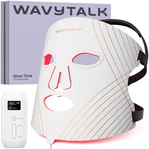Wavytalk Glow Time LED Therapy Face Mask for Anti-Fine Line, Anti-Acne, and Skin Rejuvenation with Red, Near-Infrared Light, Blue and Amber Light,Perfect Gift
