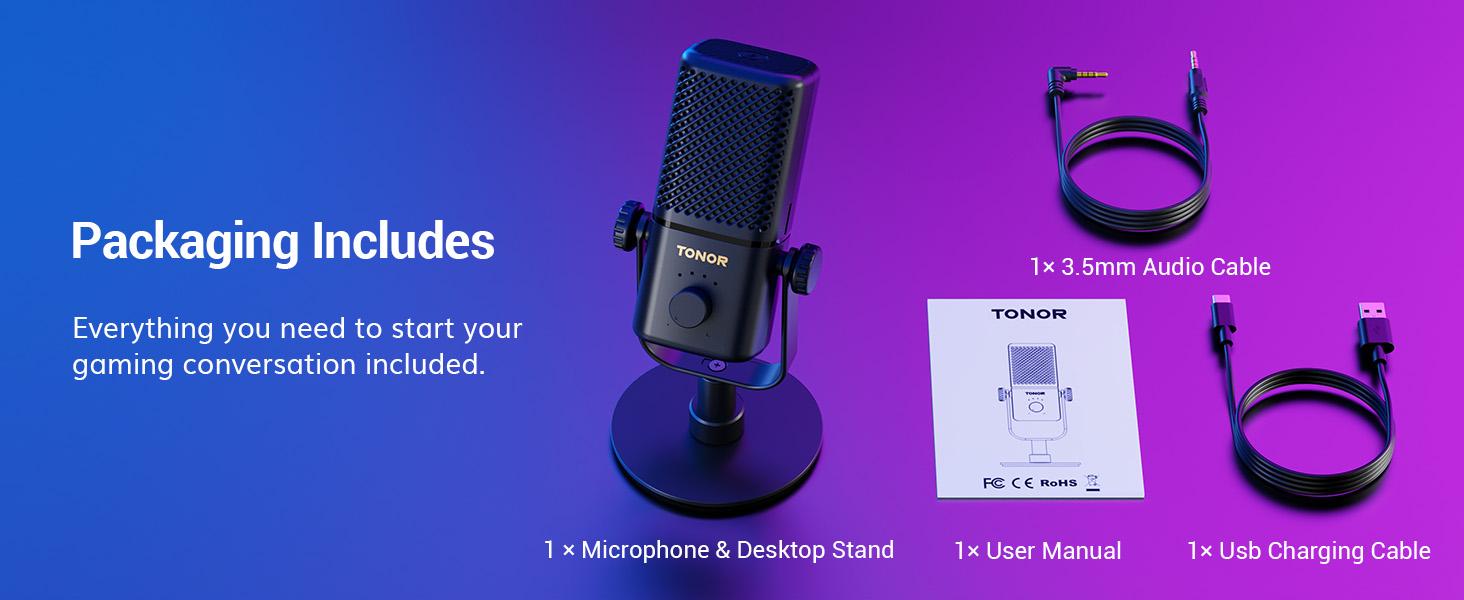 TONOR TCX3 Gaming Microphone for Xbox - RGB Condenser Streaming Mic with One Tap Mute, Long Battery Life, Fast Charging, Compatible with Capture Card