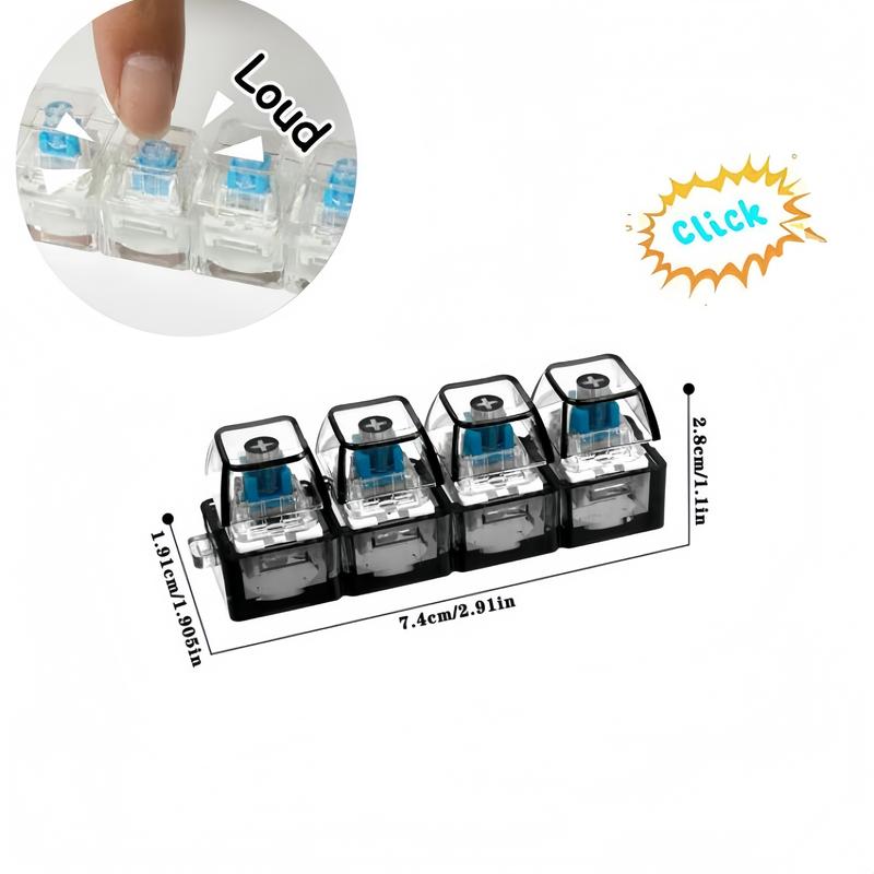 Summer 2026 Fun Keycap Keyboard Keychain, Clear LED Keyboard 4 Keys Toy Keychain for Women & Men, Fashion Gift