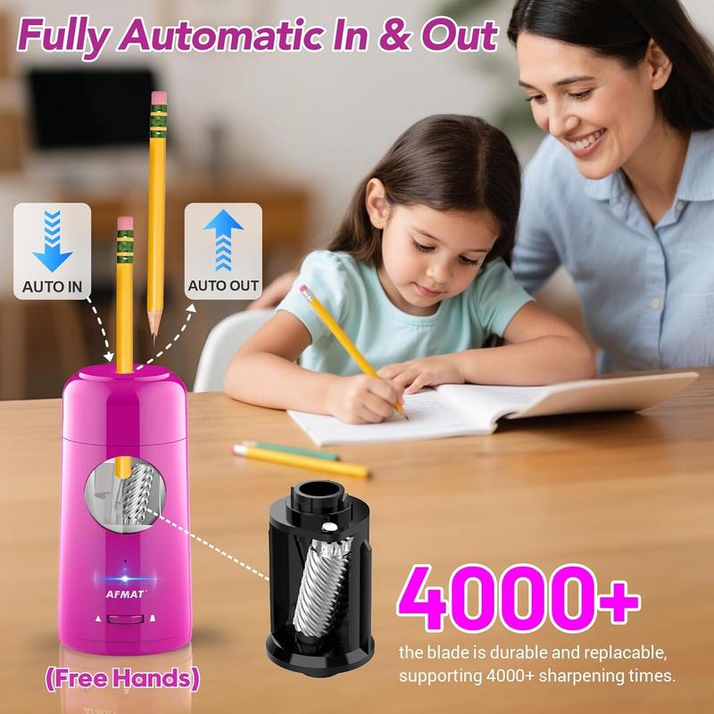 【Valentines Gift for Teachers】AFMAT Fully Automatic Electric Pencil Sharpener with 2000mAh Rechargeable Battery for 7-11.5mm Jumbo Pencils Hands-Free Auto In & Out Sharpening System, Mechanical Pencil Sharpener, Oversized Pencil Sharpener, Teacher Stuff 【Valentines Gift for Teachers】AFMAT Fully Automatic Electric Pencil Sharpener with 2000mAh Rechargeable Battery for 7-11.5mm Jumbo Pencils Hands-Free Auto In & Out Sharpening System, Mechanical Pencil Sharpener, Oversized Pencil Sharpener, Teacher Stuff