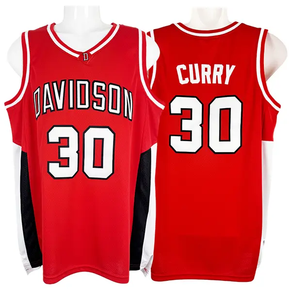 Men's #30 SC Davidson University Curry Embroidery Basketball Jersey, Breathable Sweat-Absorbing Athletic Top, Red Vintage High-Quality S-XXL Fan Gear for Daily Training, Outdoor Sports & Holiday Gifting, Athletic Tops