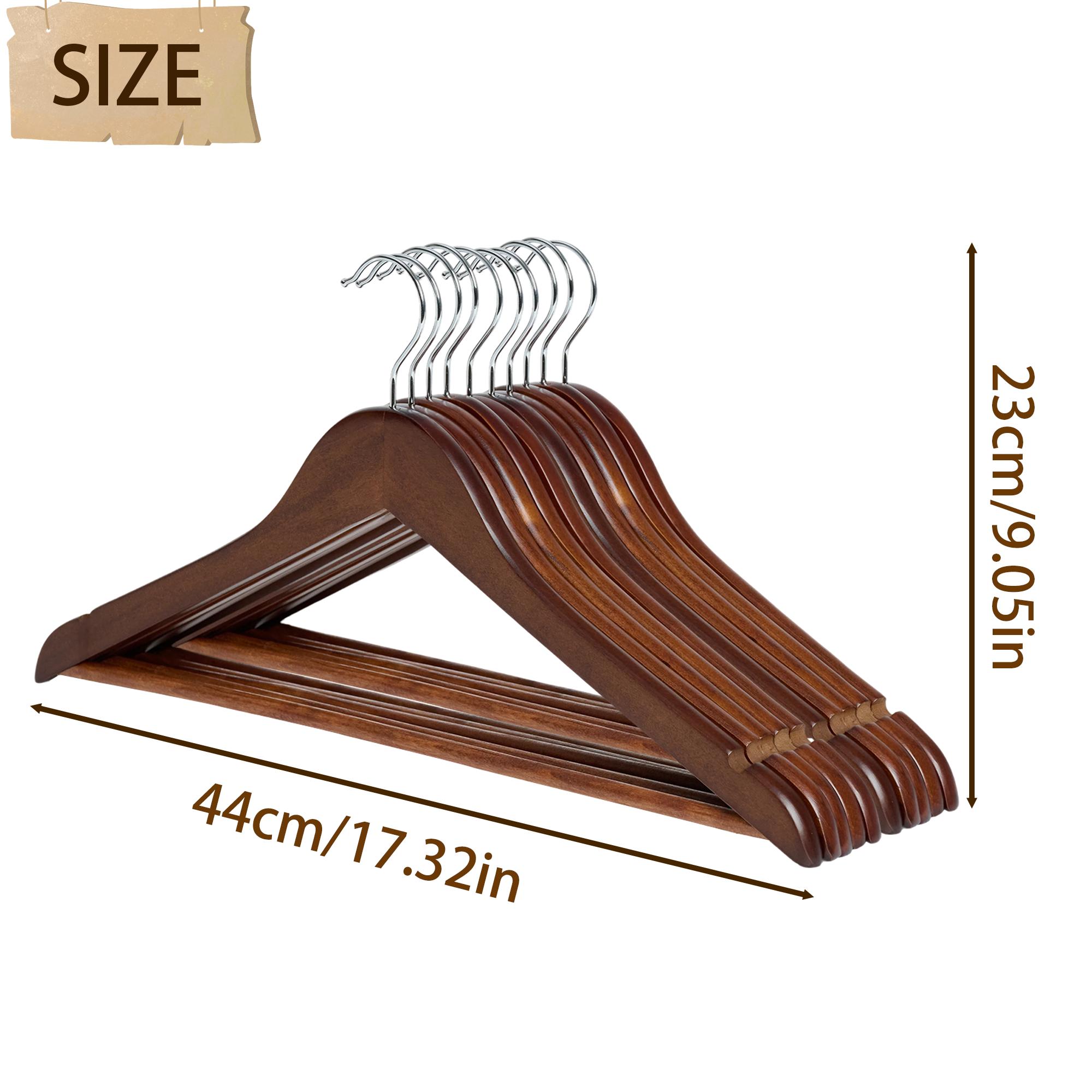 BePatio 17.32in" Soild Wooden Coat Hangers,10~30 Pack Clothes Hangers ,Natural Wood Suit Hangers with Non Slip Pant Bar & 360 Degree Rotatable Hook ,Clothes Hangers for Shirts, Jackets, Dress, Pant, Perfect for your closet.