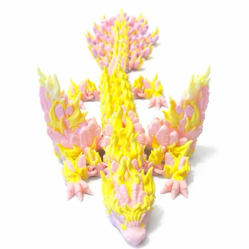 3D Printed Articulated Dragon — 19 Inches Long | Flexible Fidget Display Dragon