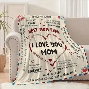 Letter To Mom Pattern Blanket Mother's Day gifts are a way to express love to your mother Soft Funny Throw Blanket Cozy Lightweight Plush Portable Cover Blanket For Sofa,Warm Gift For Birthday,Christmas,Multiple Blankets 880