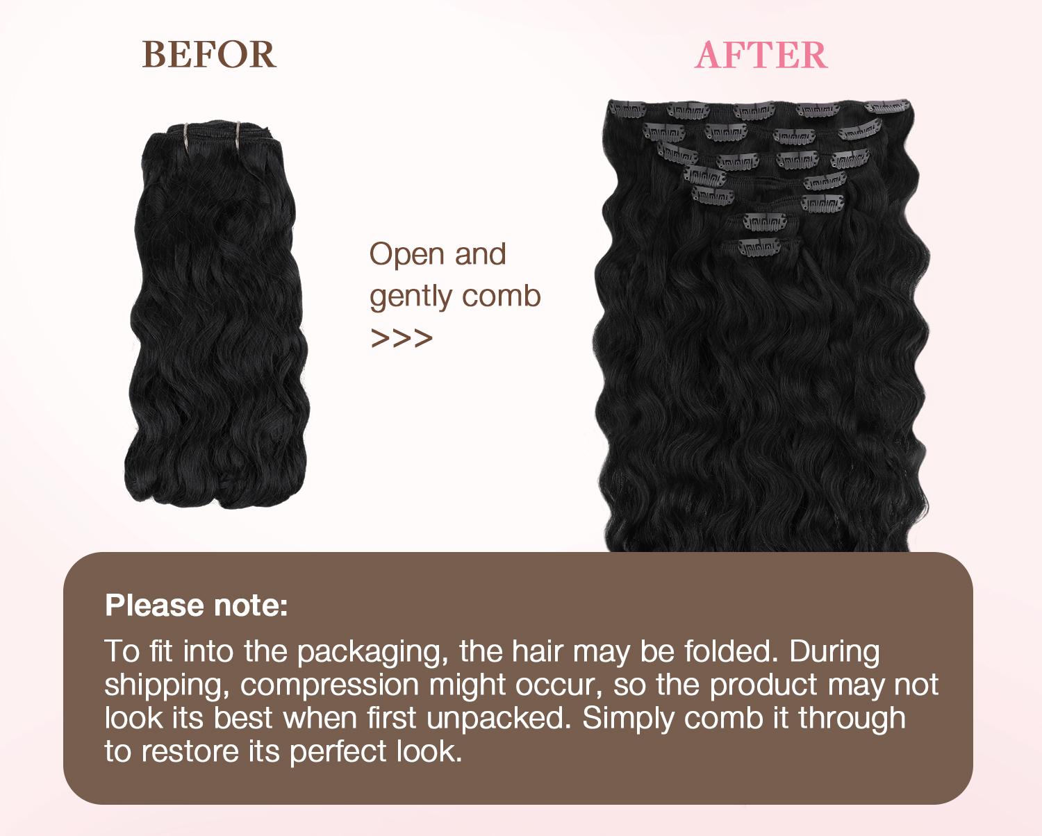 GOO GOO Hair Extensions Elf Curl Clip in Human Hair Extensions, 7Pcs/9Pcs 18-22Inch Elf Curl Clip in Human Hair Double Weft Natural Curl Hair Full Head for Women#Greenish#TikTokShopSpringGlowUp