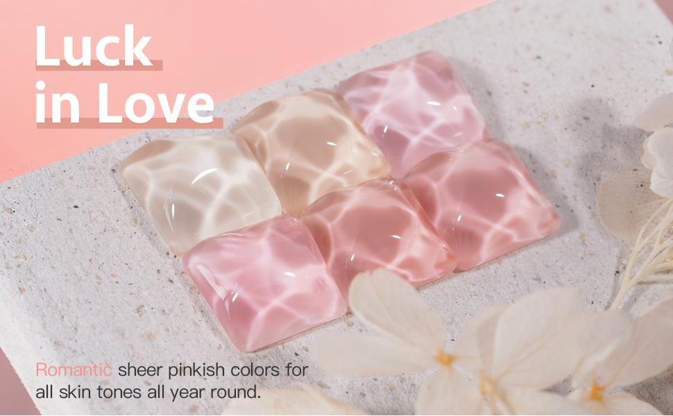 GAOY Luck in Love Jelly Pink Gel Nail Polish Set of 6 Transparent Colors Nude White Sheer Gel Polish Kit for Salon Gel Manicure and Nail Art DIY at Home