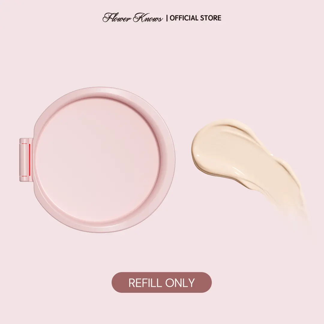 Flower Knows Bunny Garden Collection Cushion Foundation (Refill Only), Ultra-Light, Full Coverage Daily Cosmetic with 80% Skincare Essence, Blurs Pores, Vintage, Compact, Smooth, #tiktokshopbacktoschool, #sohochic