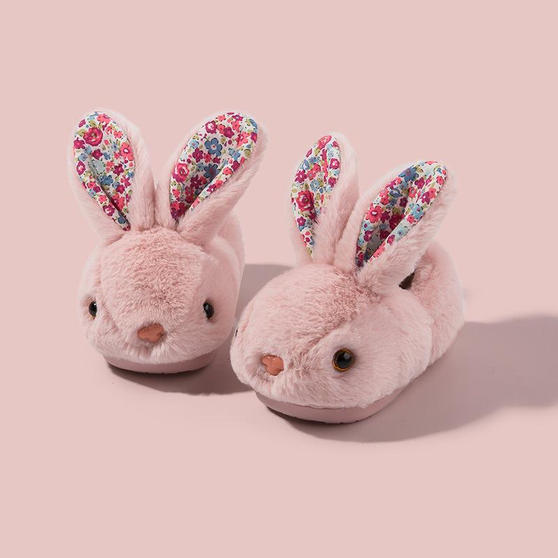 Lumubby Toddler Slippers Girls and Boys House Shoes Bunny Slippers Plush Cute Non-Slip Warm Winter Shoes Indoor Soft Cotton Footwear with 3D Bunny Eyes and Ears - Children
