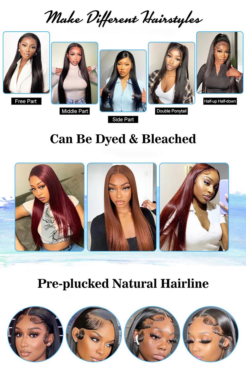 MORE FACE Straight Lace Front Wigs Human Hair 13x4 13x6 Transparent Lace Frontal Wig Preplucked With Baby Hair