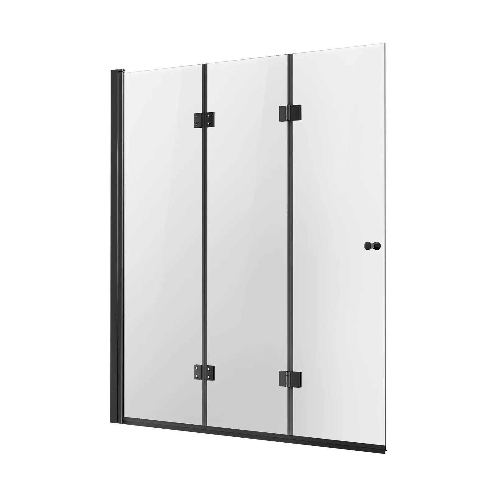 【Summerfinds】VEVOR Frameless Tri-Fold Bathtub Shower Door, 51 in. W x 56 in. H, Bathroom Door with 180° Rotation, Tempered Glass, Leak Prevention