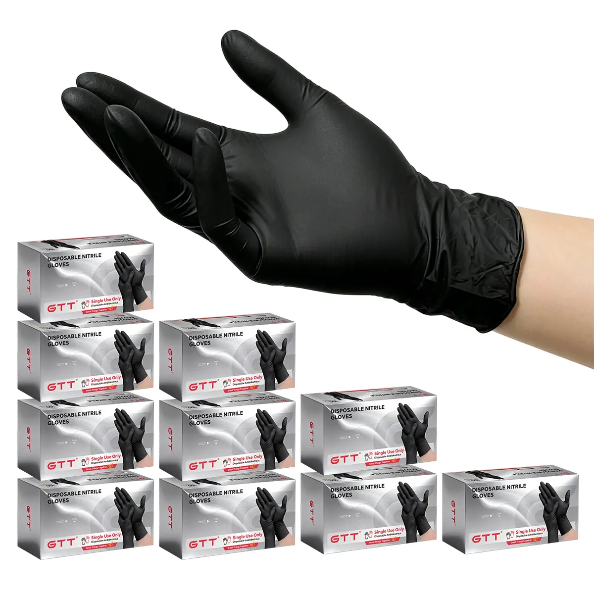 GTT Black 6mil Thick Nitrile Gloves, 100/300/1000 Pcs Disposable Ambidextrous Finger Textured, Latex-Free Powder-Free Allergy-Safe Food-Safe Industrial-Grade Heavy-Duty for Cleaning, Kitchen, Automotive Use preparation