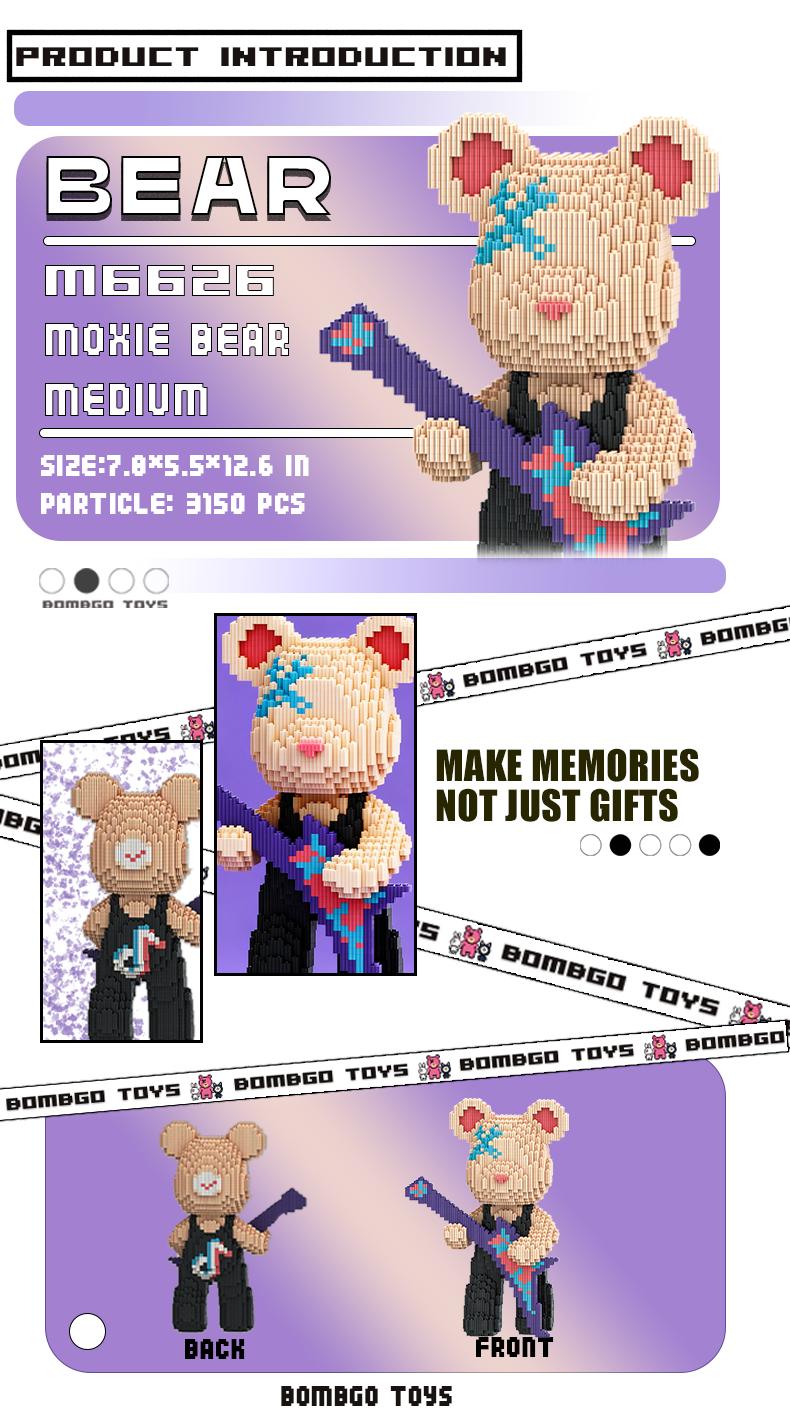 【BOMBGO】Bear Building Block,Size-Medium,3000 pcs,Bear Toys,Birthday Gift,Christmas Gift,Educational Building Blocks,Trend Decoration,Cool Gifts,Brick,Family Bonding BlackFriday Christmas