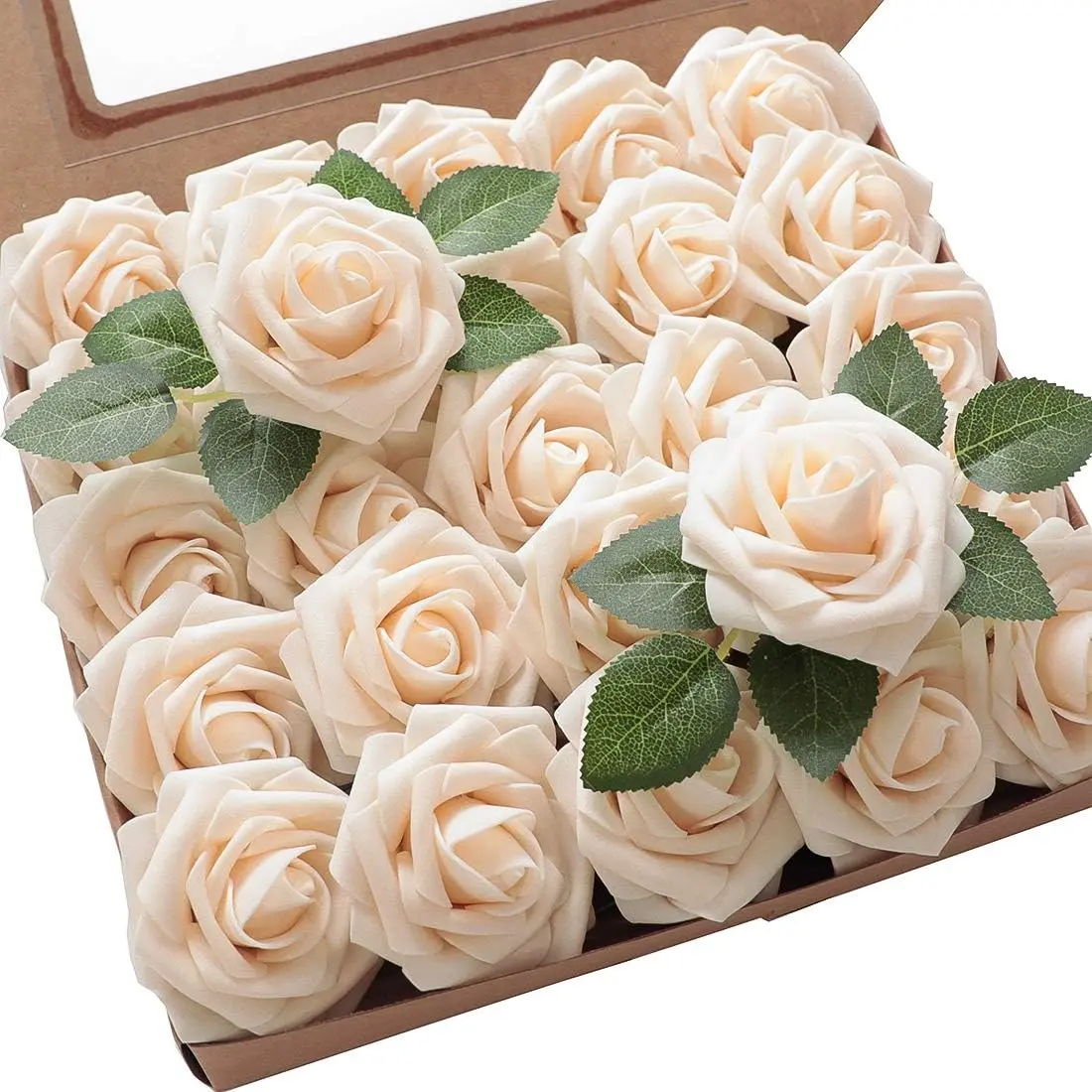 50pcs Artificial Roses Flowers with stem, Real Looking Fake Roses Foam Roses Decoration DIY for Wedding Arrangements Party Home Decoration Wedding Bouquets Bridal Shower Floral Arrangements Party Home Office Table Decor