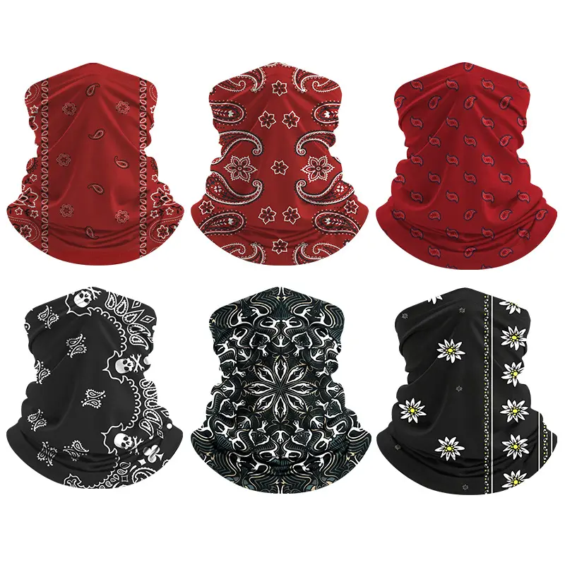 Yeomoo 6Pcs UV Protection Cooling Neck Gaiter Set - Unisex Balaclava Face Mask, Seamless Bandana, Multi-Use Headwear, Breathable Face Cover, Tactical Camo, Sun Visor Cap for Biking, Fishing, Outdoor Sports