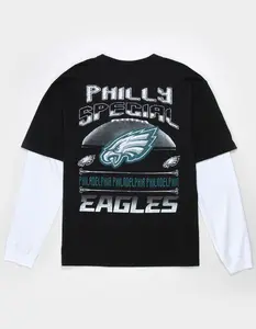 THE WILD COLLECTIVE Philadelphia Eagles Mens Long Sleeve Boxy 2fer Tee