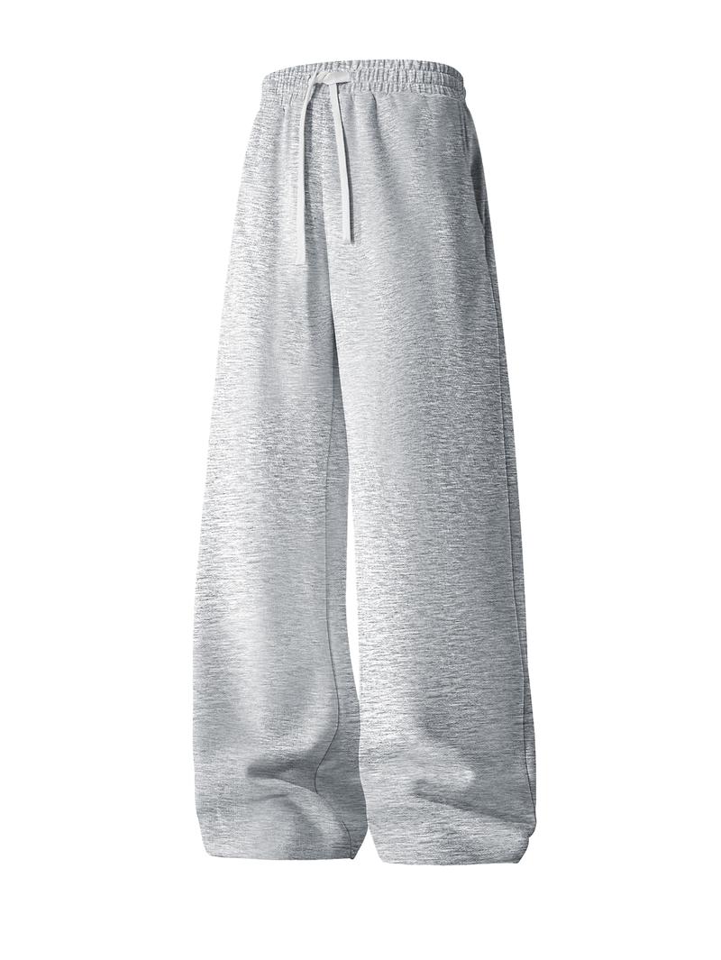 Men's Regular Fit Drawstring Casual Pants - Soft and slightly stretchy fabric, comfortable and breathable, drawstring waist adjustment, solid color, perfect for outdoor sports and fitness activities in spring and summer