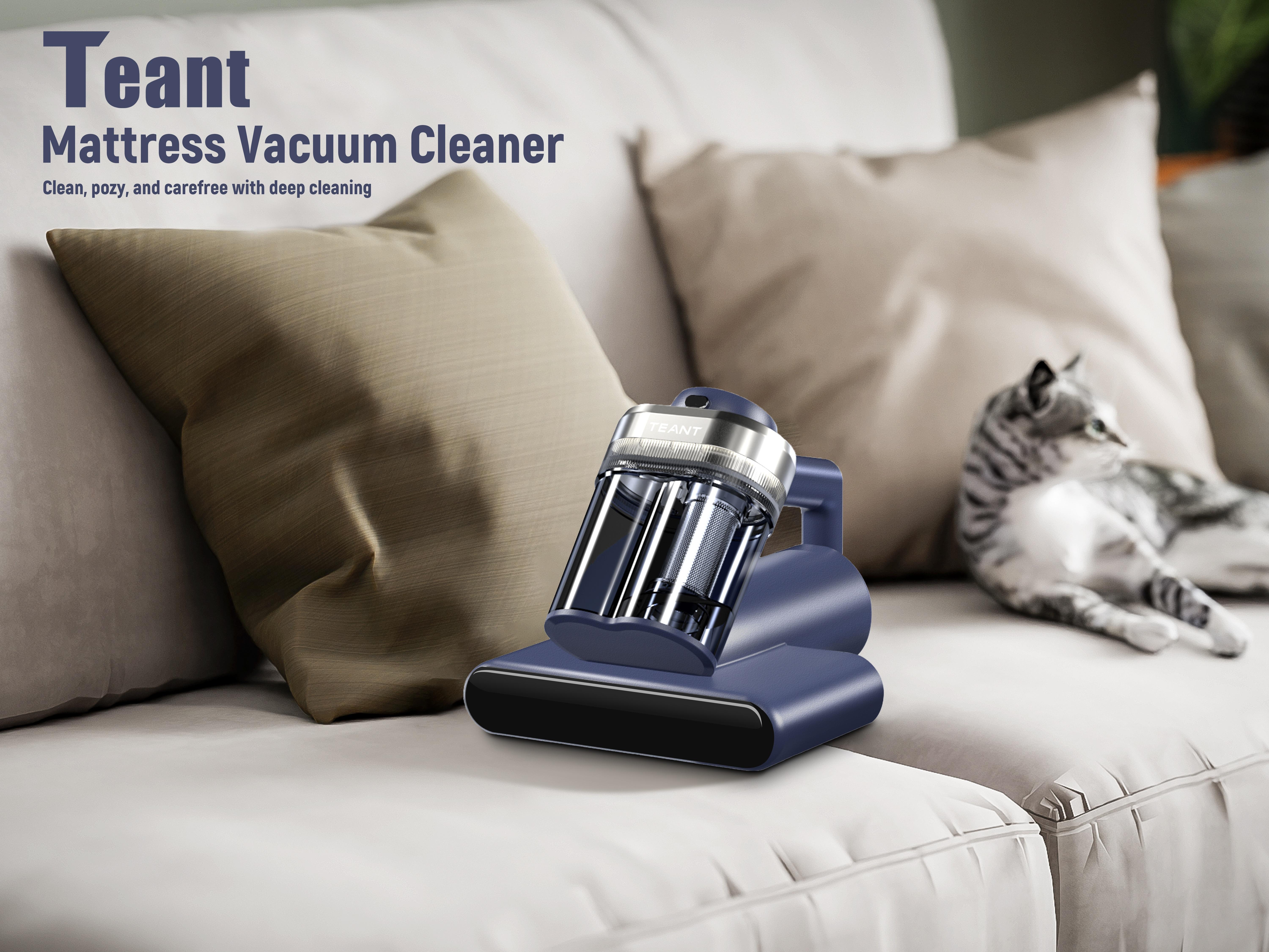 【NEW】Teant Mattress Vacuum Cleaner for Dust Mites Removal, Bed Vacuum with UV-C Light & 149°F Hot Air & Aroma Tablet & LED Display, 16Kpa Powerful Suction Double-Cup Handheld Vacuum Cleaner With HEPA Filter for Bed, Sofa, Carpet Deep Cleaning Machine