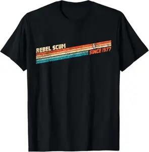 Vintage Rebel Scum Since 1977 Classic Retro Funny Unisex T Shirt Old School Humor Gift for Men and Women