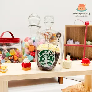 SquishyGlamToy Café-Style Milk Foam Coffee Mini Squishy Coffee Shop Inspired | Creamy Foam Top | Clear Cup Look | Taba Squishy | Soft Slow Rising