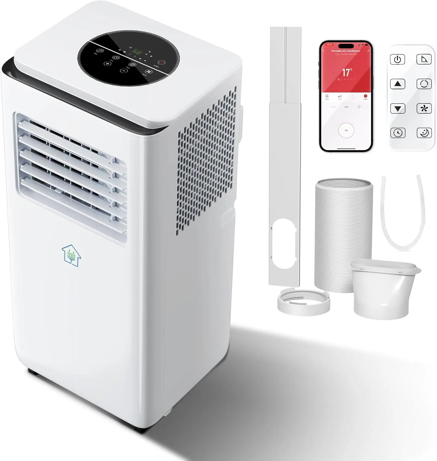 PHIVILLA 4-in-1 Portable Air Conditioner with Heat, 10,000/14,000 BTU Smart Portable AC Unit, Cooling Heating Dehumidifier & Fan Mode, WiFi APP Control, Fast Cooling for Bedroom, Office, Apartment