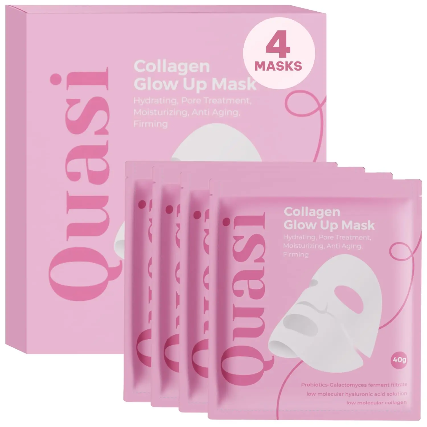 Quasi Collagen Glow Up Mask 2.0  Deep Hydration & Moisturizing Facial Mask / 100% Original Mask