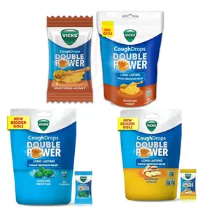 Vicks Flavored Lozenges 25CT Honey Ginger & Menthol Refreshing Drops