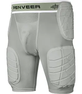 Penveer 5.0 Adult Football Girdle for Men with Cup Pocket - Padded Compression Shorts with Integrated Hip, Thigh & Tailbone Pads for Maximum Protection (Gray)
