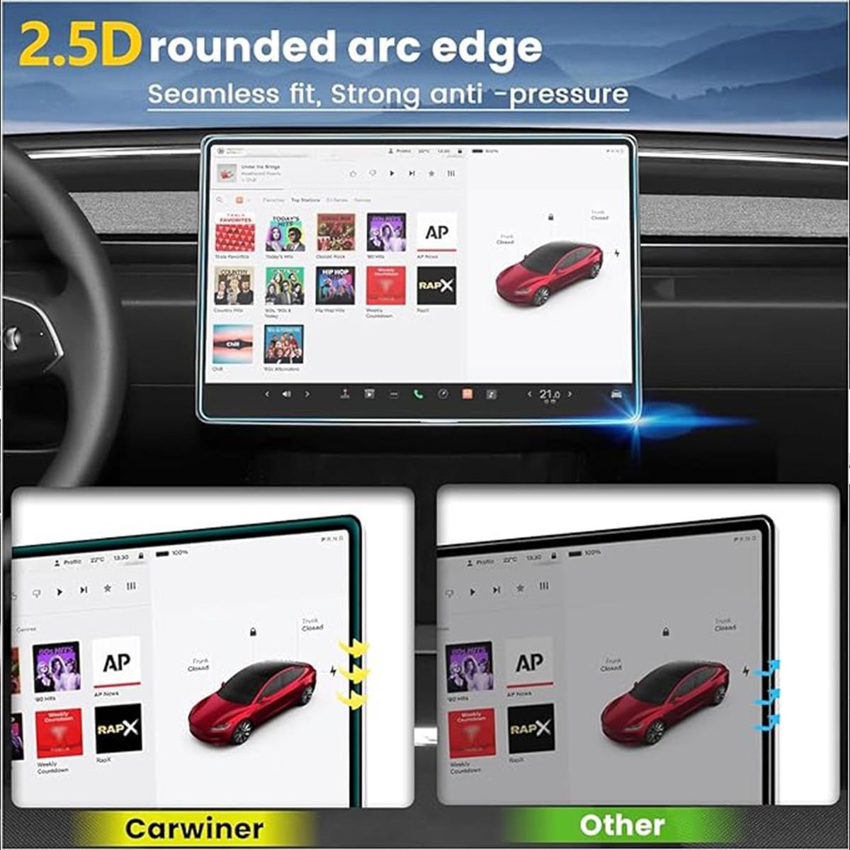 Anti-Glare Tesla Screen Protector for 2025 Model 3/Y Matte Tempered Glass with Blue Light Filter Anti-Glare Tesla Screen Protector for 2025 Model 3/Y Matte Tempered Glass with Blue Light Filter