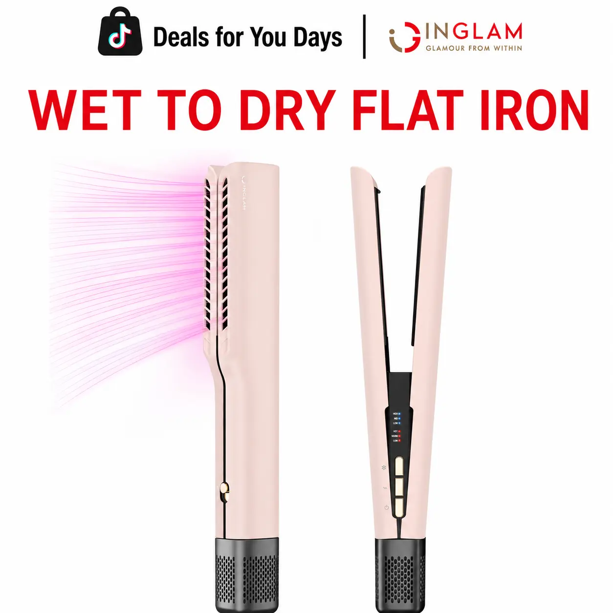 INGLAM 2-in-1 Wet-to-Dry Air Straightener | High-Speed Blow Dryer & Styler, 200M Negative Ions, Fast-Heating Adjustable Temperature, Perfect for Hair Types 1A–3C DealsForYouDays