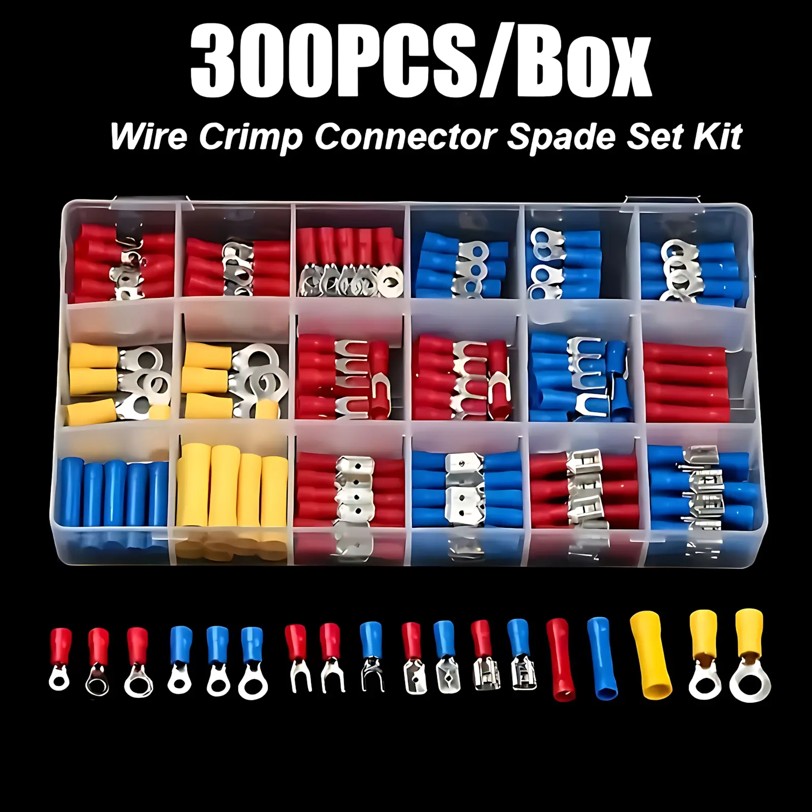 Heavy Duty Insulated Wire Terminals Kit with Crimp Connectors, Butt Ring Spade Cable Lugs – Corrosion-Resistant, Easy Crimping, Heat-Resistant for Auto, Home DIY Maintenance