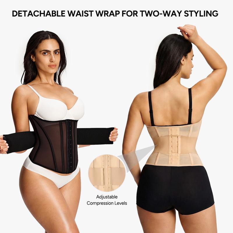 【LIVE】Nebility Women's Waist Trainer Belt with Built-in Steel Frame Double Wrap Waist Cincher Trimmer Ab Belt Tummy Control Body Shaper Firm Compression Shaping Basic Shapewear Tummy Wrap Waist Trainer Womenswear