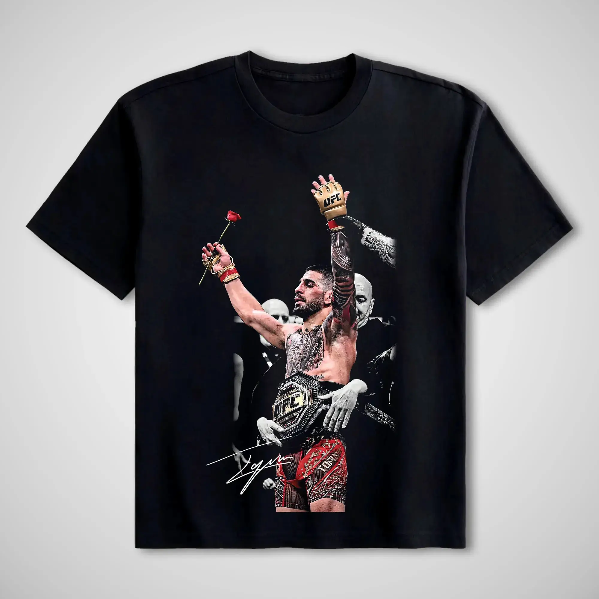 Men's Ilia Topuria V2 Short-Sleeve Round Neck Bold Graphic T-Shirt, 100% Soft Cotton Menswear, Casual Sports Apparel for MMA Fans