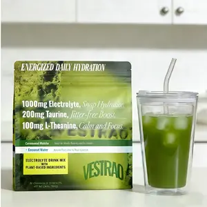 Vestrao Energized Daily Hydration Matcha Electrolyte Drink Mix - 1000mg Scientific Healthcare Mix, Matcha Superfood Base, Taurine & L-Theanine for Calm Focus, Smooth Energy, 0 Sugar Stick Packs for Optimum Muscle Support (12-16 fl oz Servings)