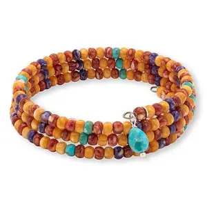Mine Finds by Jay King Multicolor Spiny Oyster Shell & Turquoise Bead Coil Bracelet